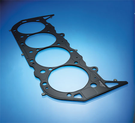 mls head gaskets are made of several layers of embossed stainless steel (most are 3 or 4 layers thick, but some have more). a thin coating (.001? to .0015?) of nitrile rubber or viton is used on the external surfaces as well as between the layers to provide maximum sealing.