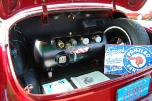 Located in the trunk of Chris Wynstra’s numbers-matching Pontiac Eight is a propane system to fuel the old car. It is not known when the conversion was done or who did it.